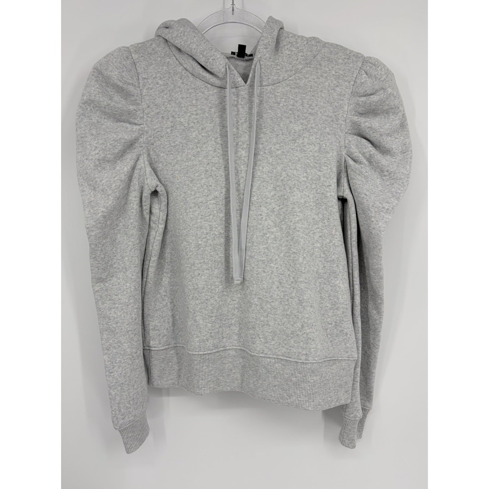 Express Puff Sleeve Hoodie Sweatshirt Size Small Light Gray Hooded Pullover